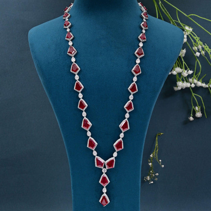 CZ Ruby Necklace Set