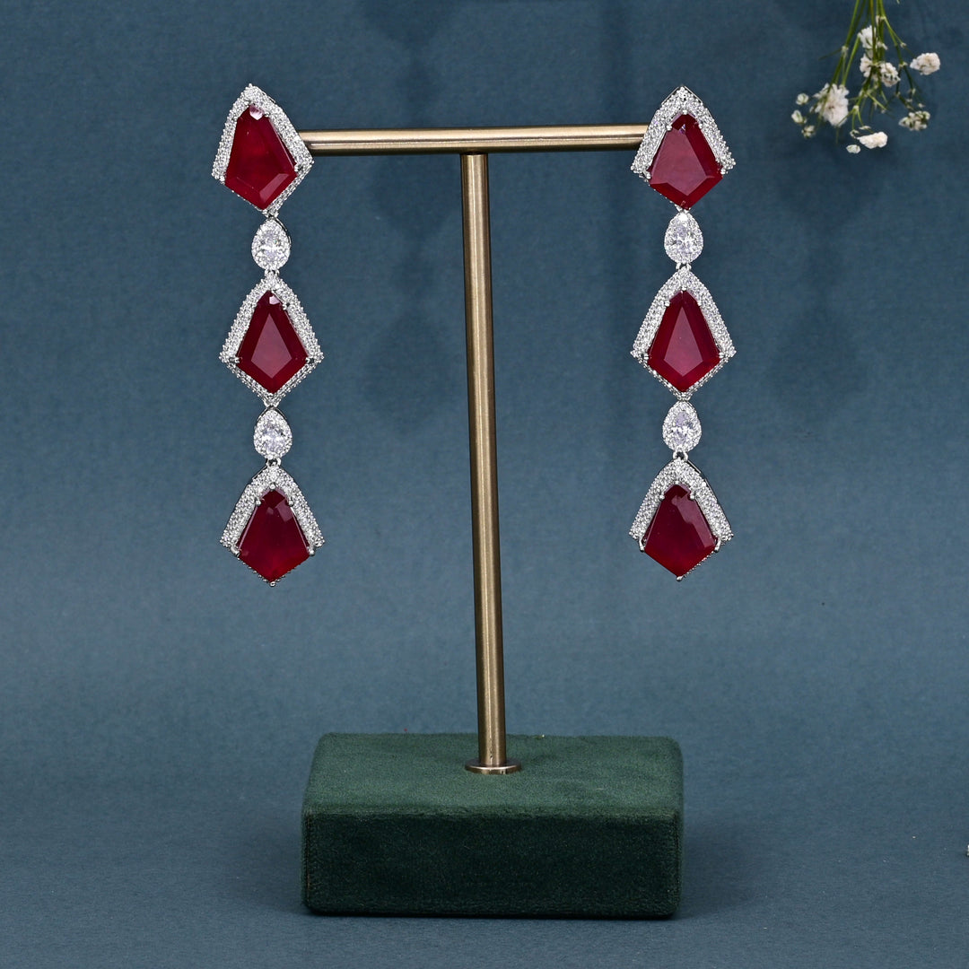 CZ Ruby Necklace Set