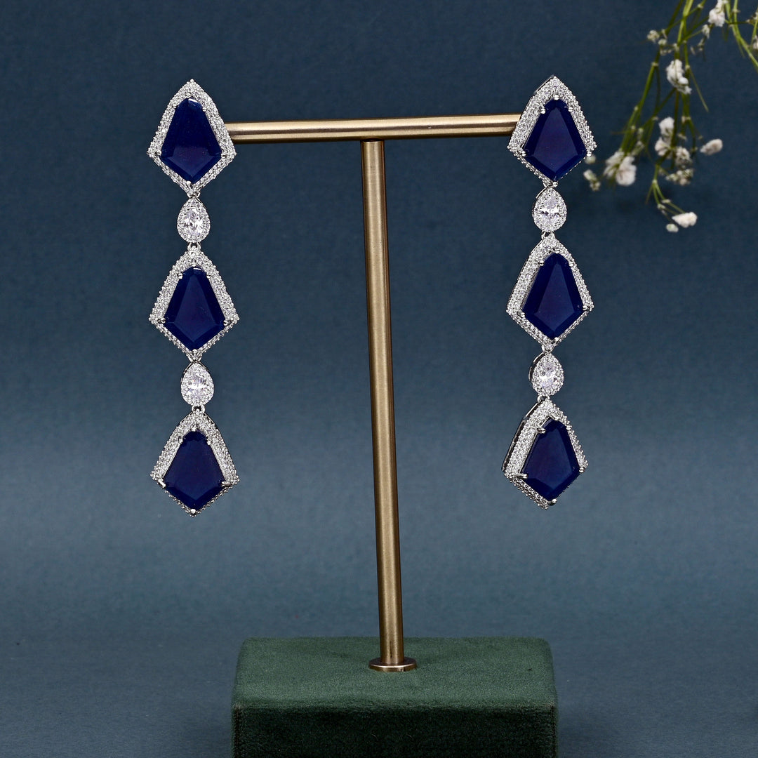 CZ Blue Sapphire Necklace Set