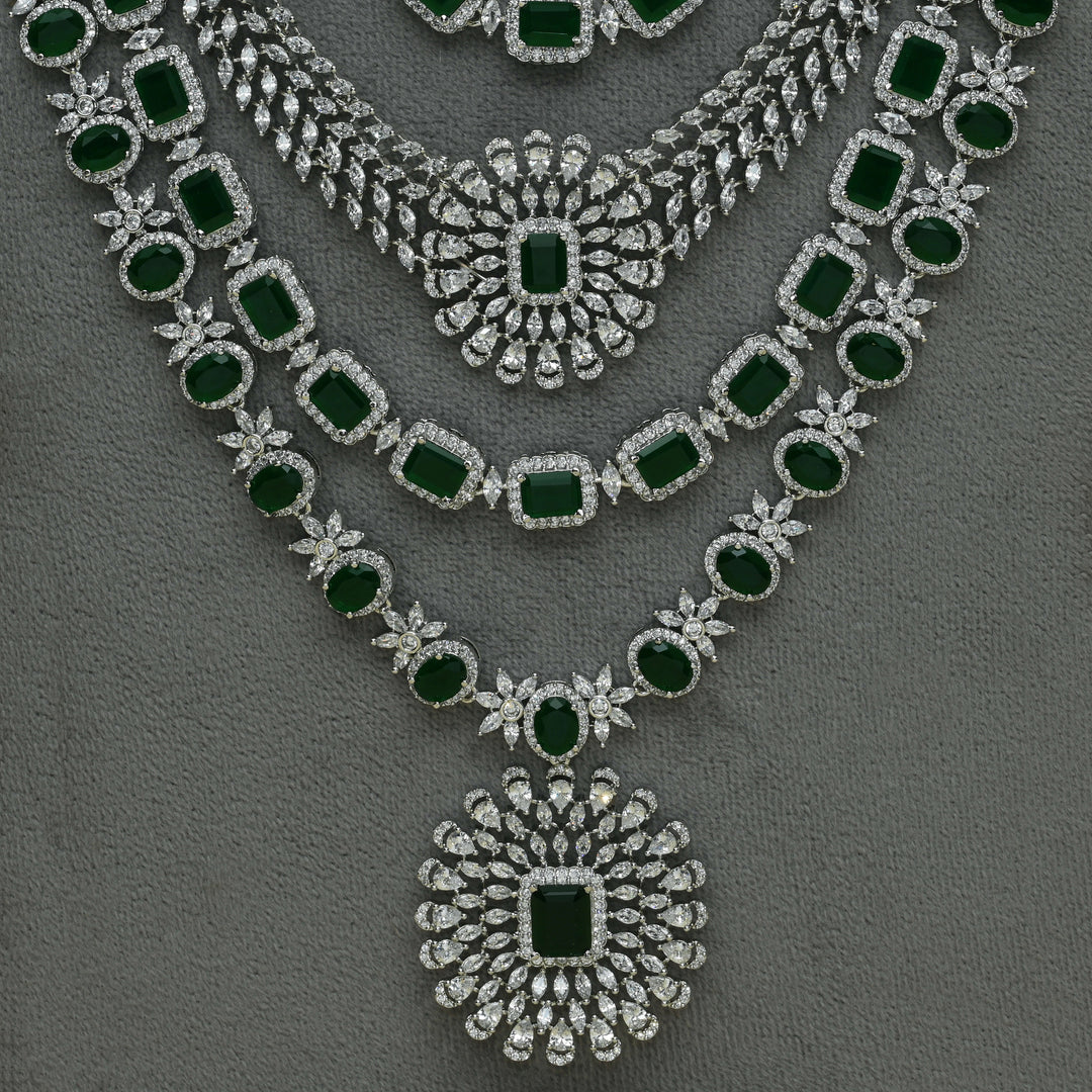 CZ Emerald Necklace Set