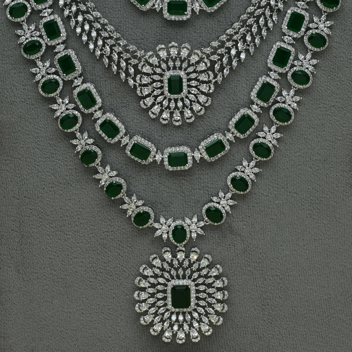 CZ Emerald Necklace Set