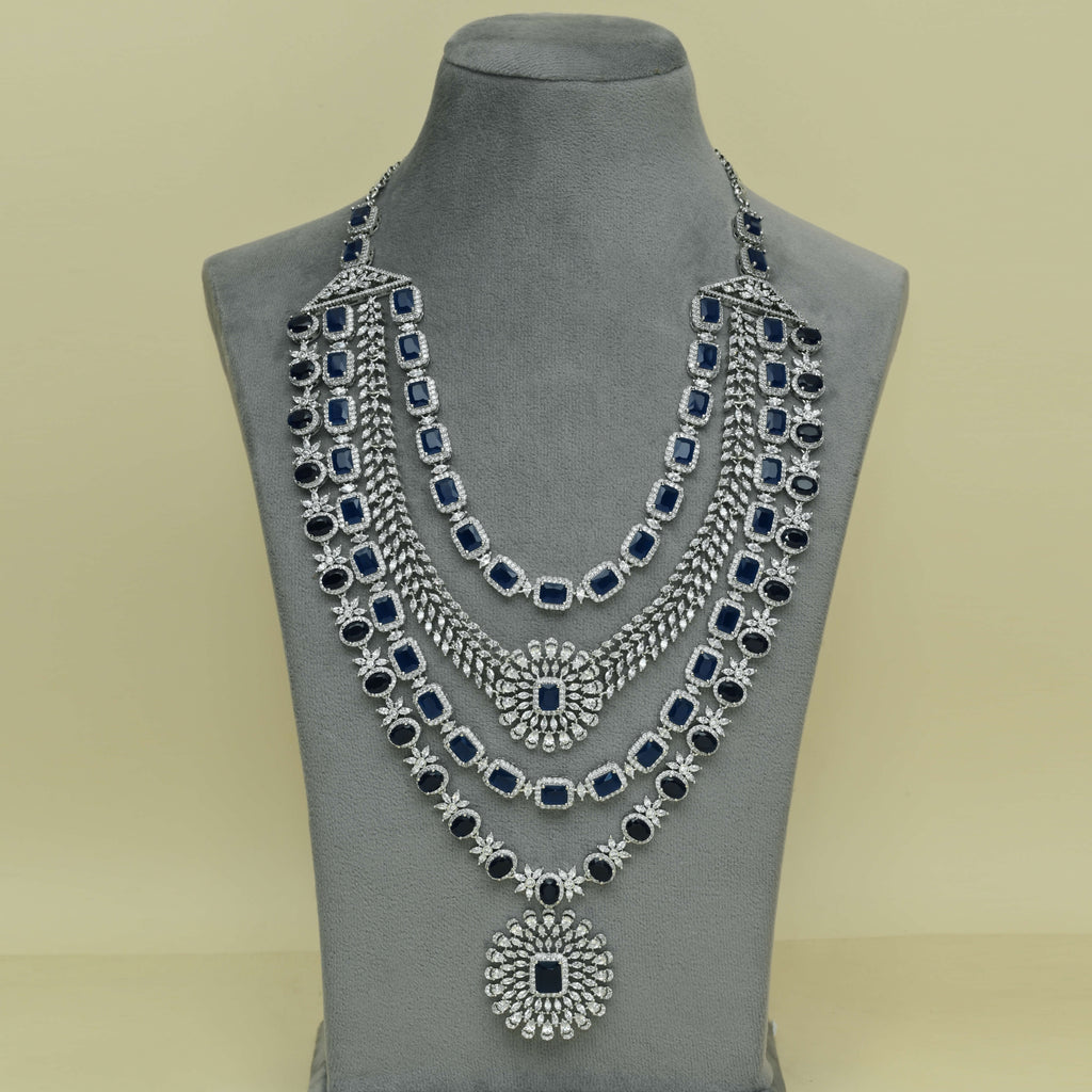 CZ Blue Sapphire Necklace Set