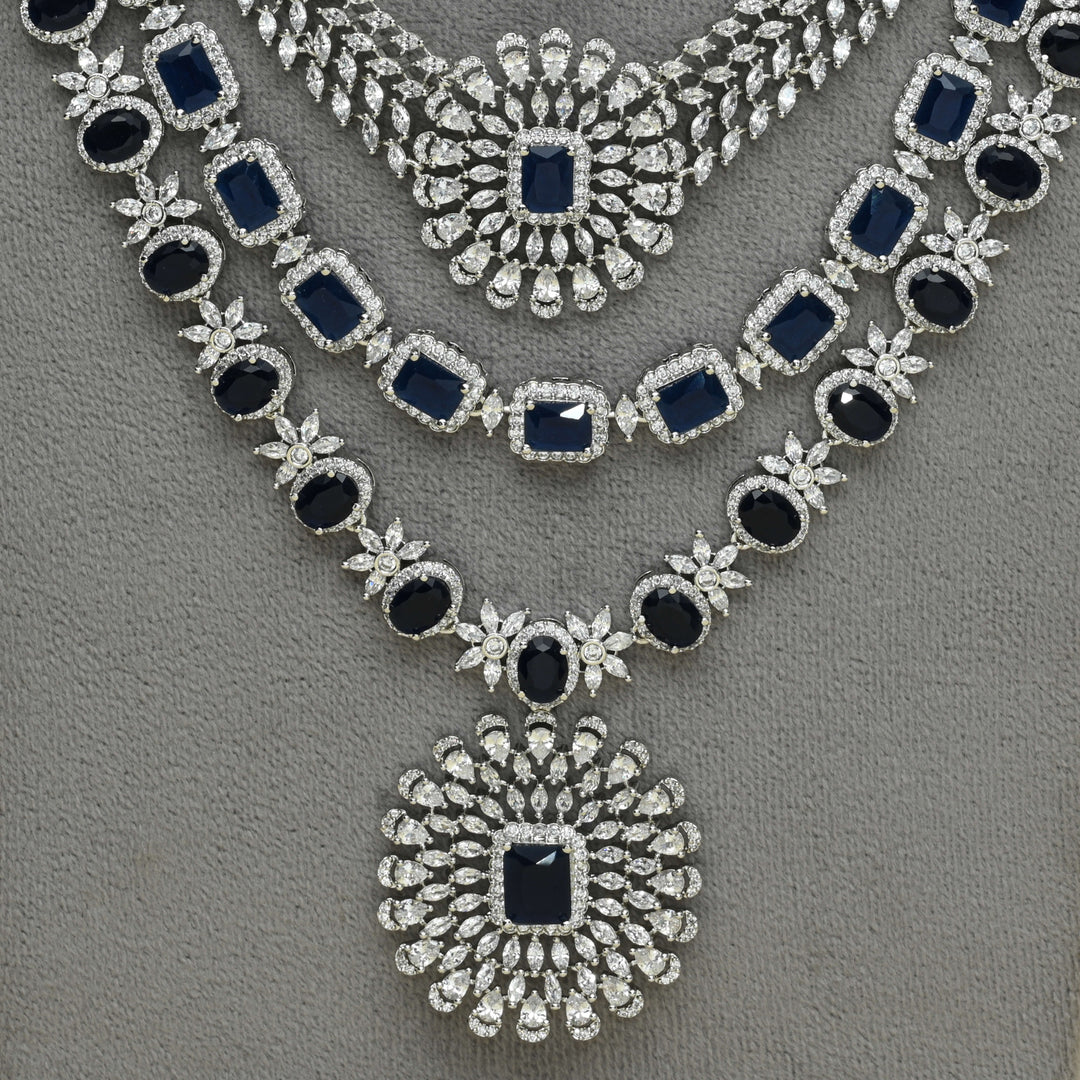 CZ Blue Sapphire Necklace Set