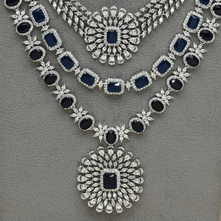 CZ Blue Sapphire Necklace Set