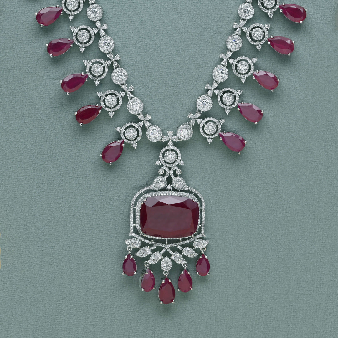 CZ Ruby Exclusive Necklace Set