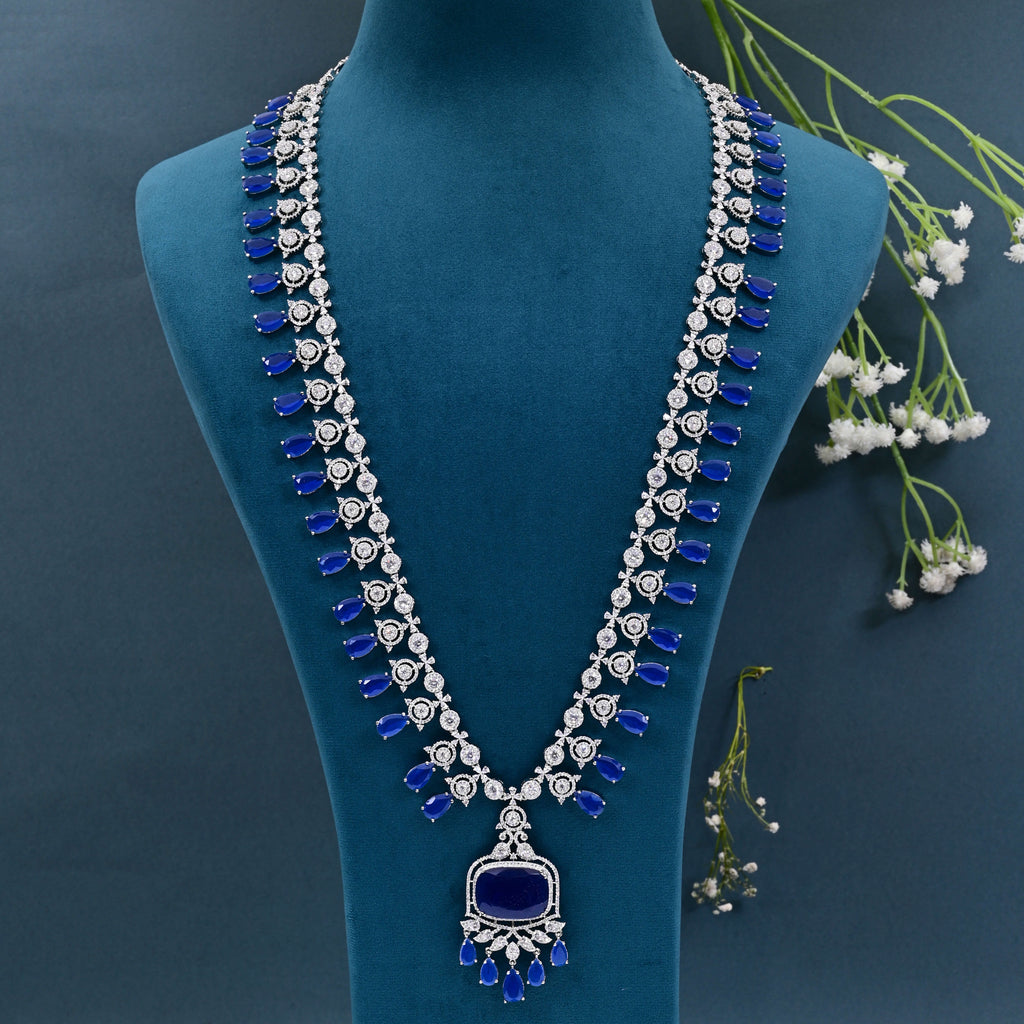 CZ Blue Sapphire Necklace Set