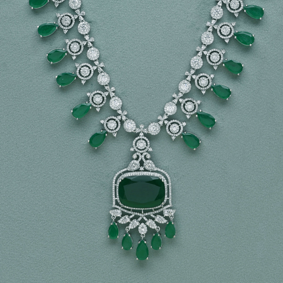 CZ Emerald Necklace Set