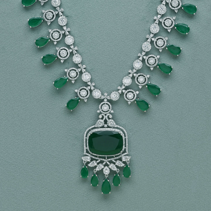 CZ Emerald Necklace Set