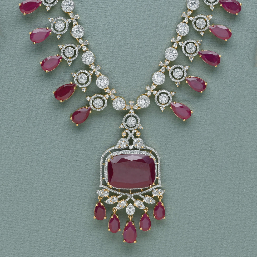 CZ Ruby Necklace Set