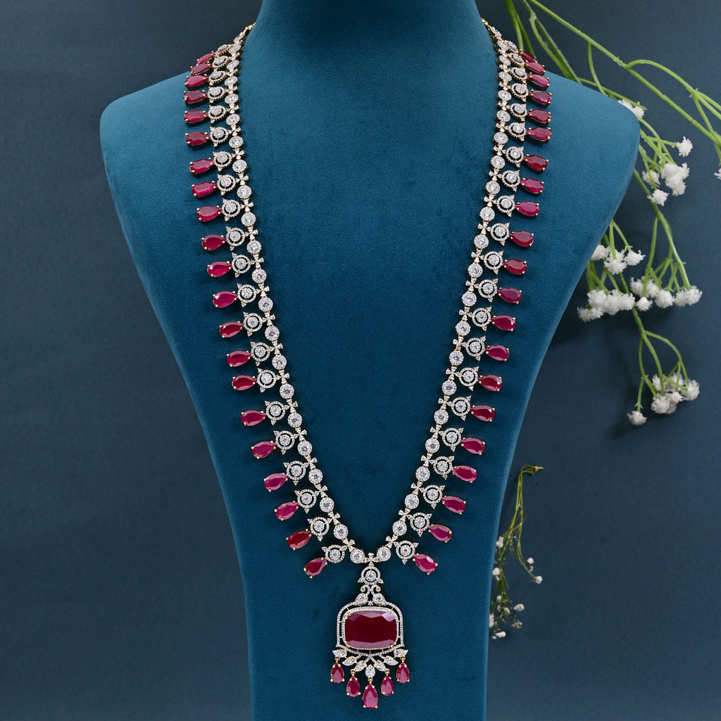 CZ Ruby Necklace Set