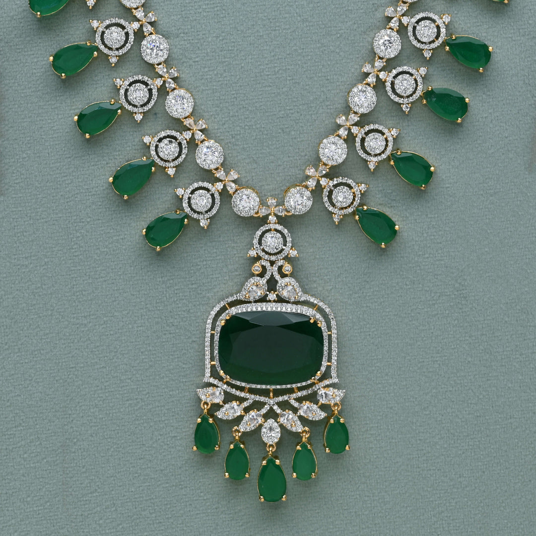 CZ Emerald Necklace Set