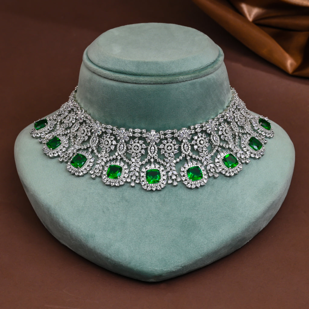 cz emerald choker set