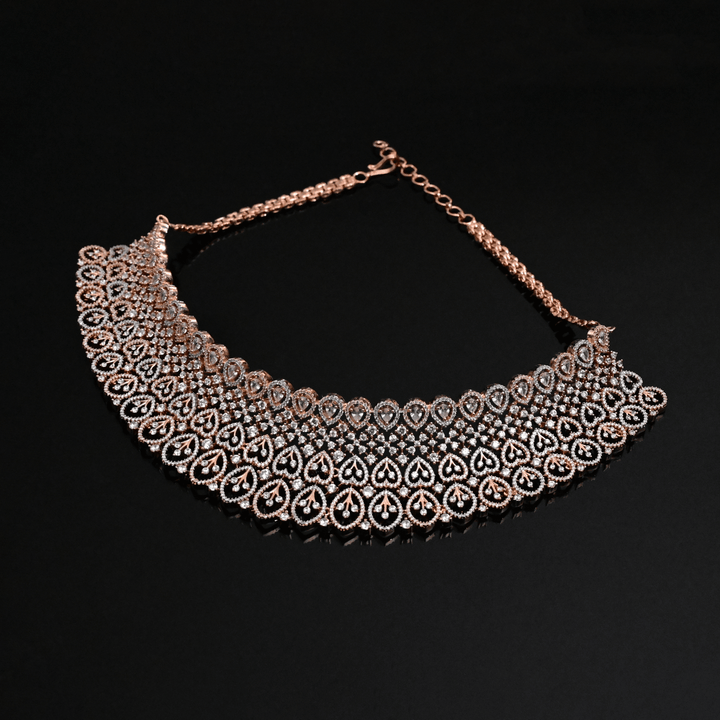 CZ Rose Gold Heavy Choker Set