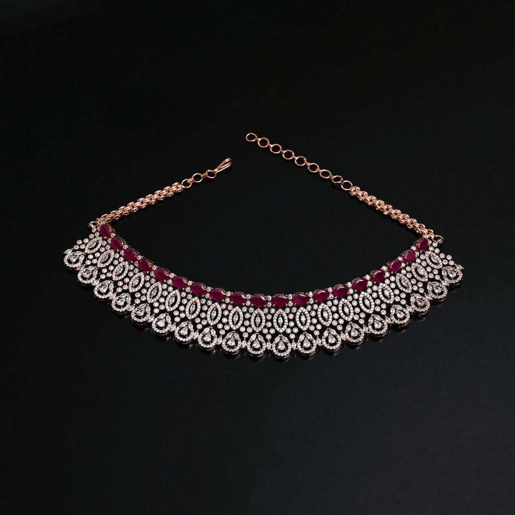 CZ Rose Gold Choker Set