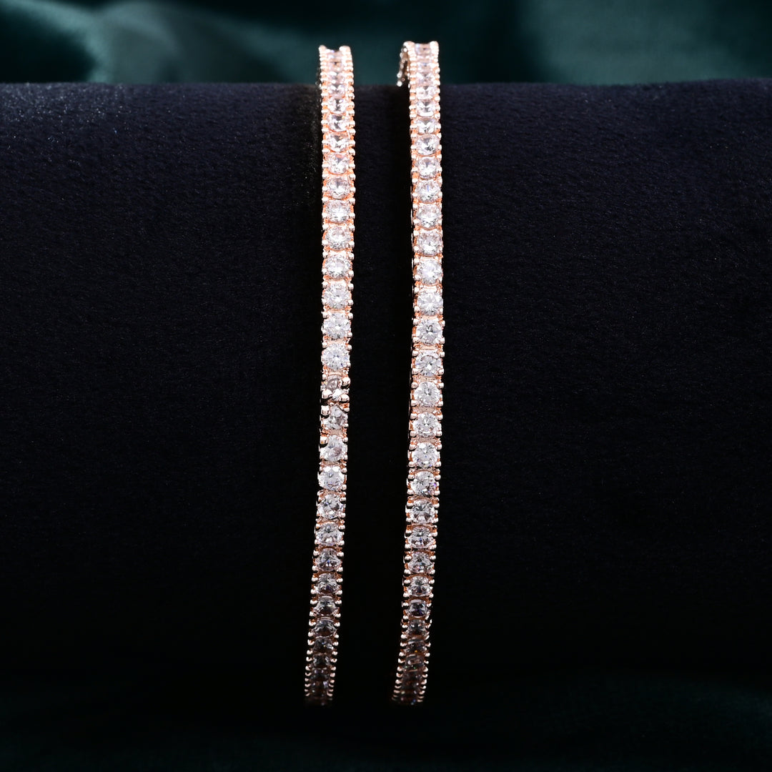 CZ Solitaire Rose Gold Bangle