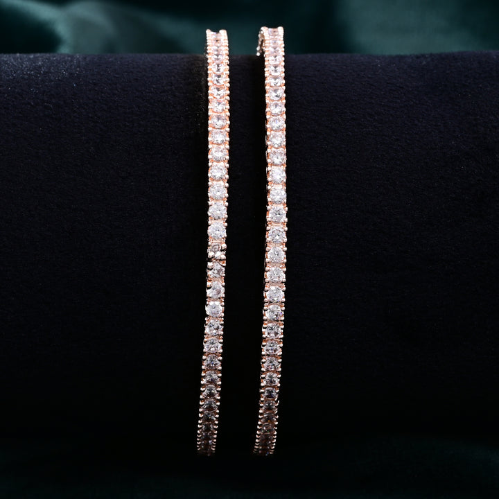 CZ Solitaire Rose Gold Bangle