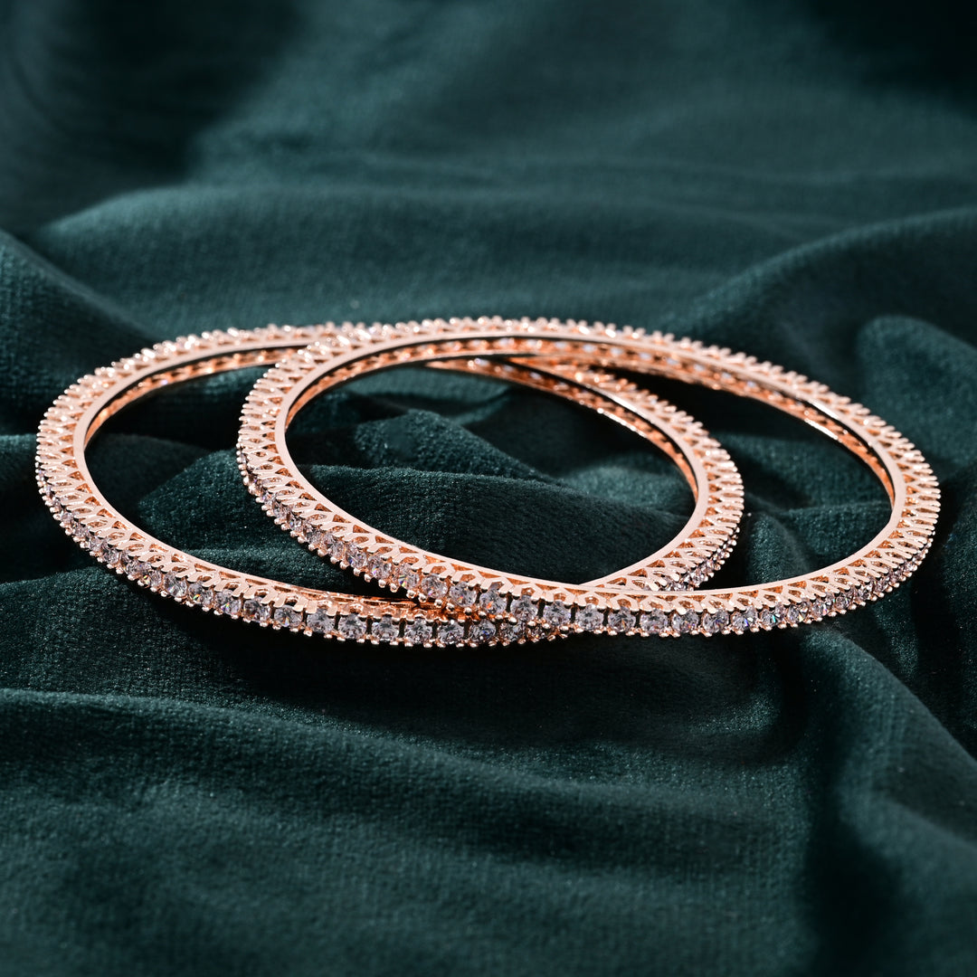 CZ Solitaire Rose Gold Bangle