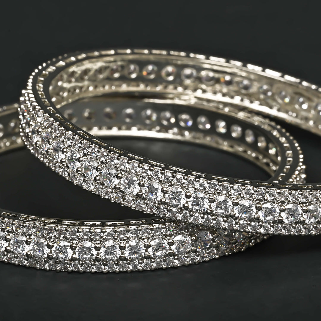CZ White Gold Bangles