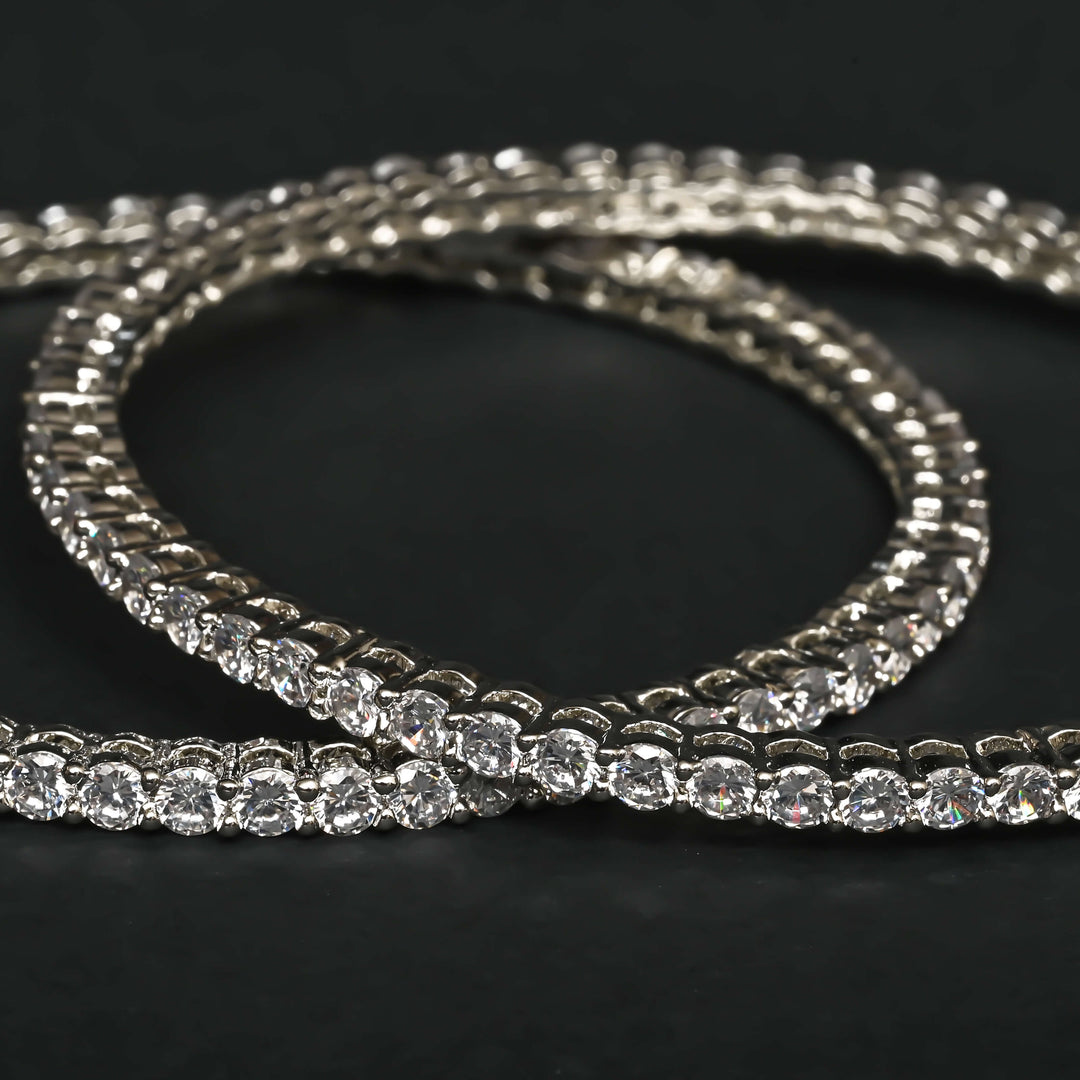 CZ White Gold Bangles
