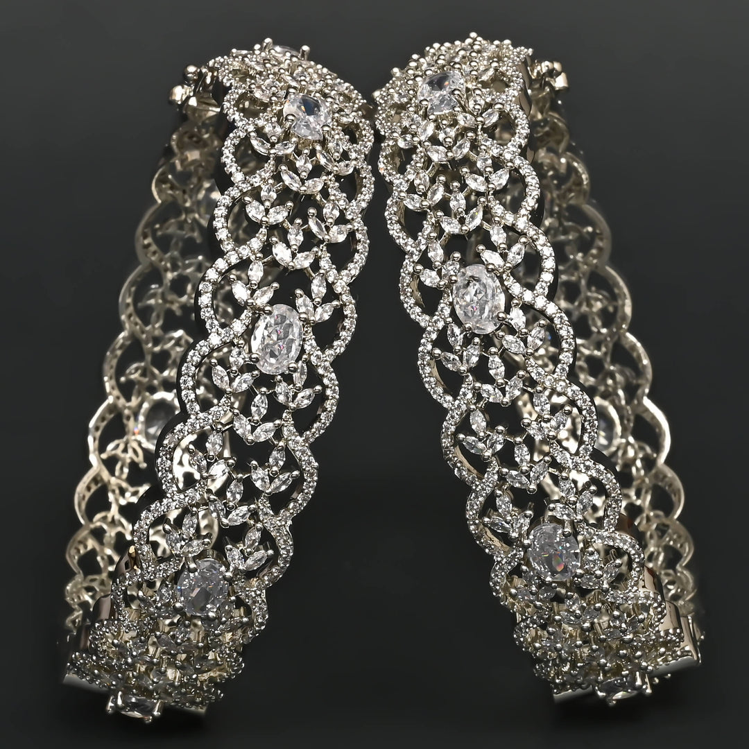 CZ White Gold Bangles