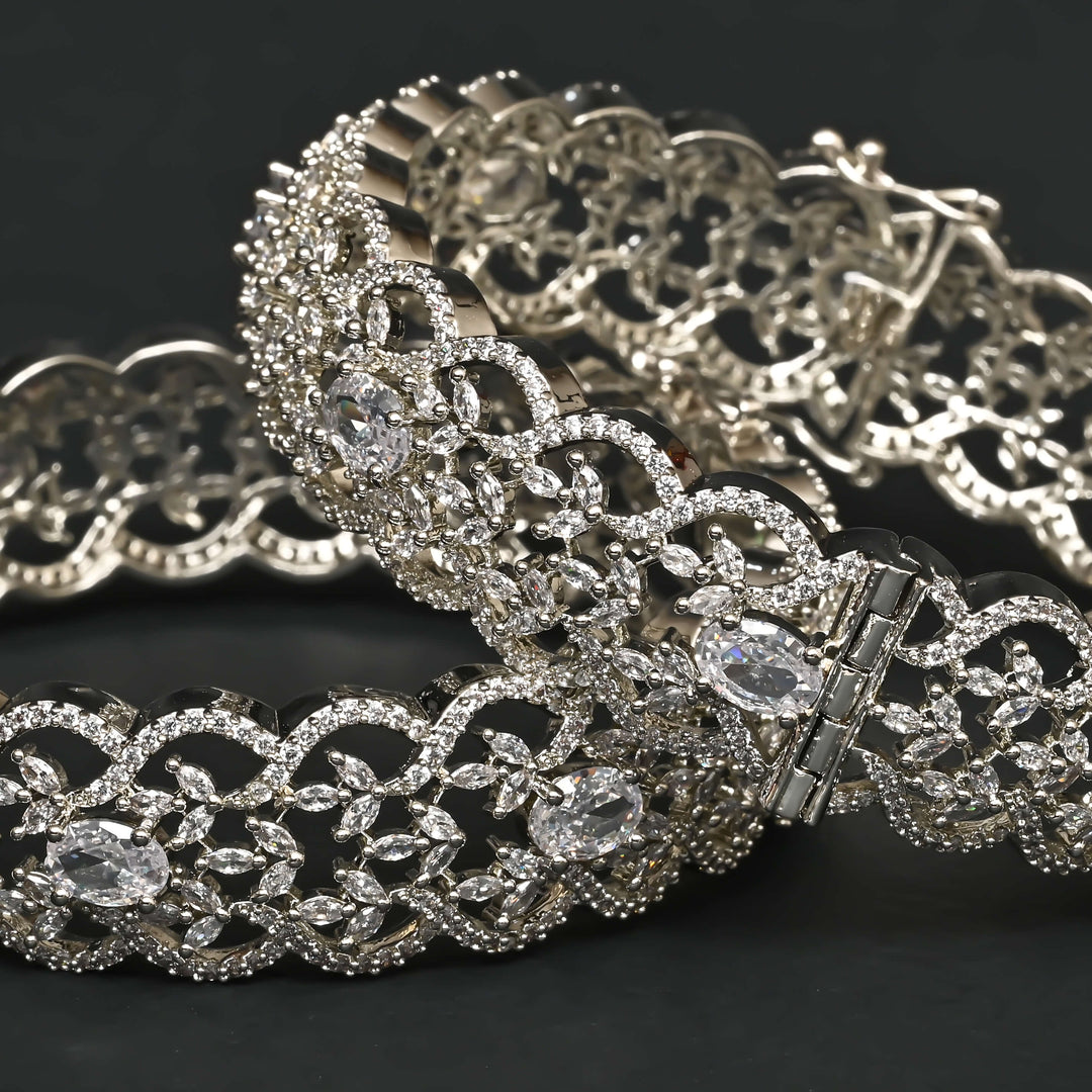 CZ White Gold Bangles