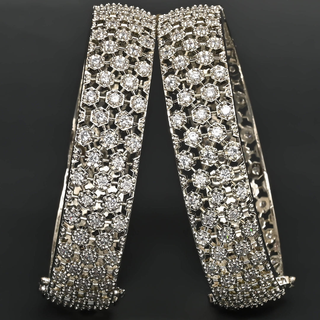 CZ White Gold Bangles