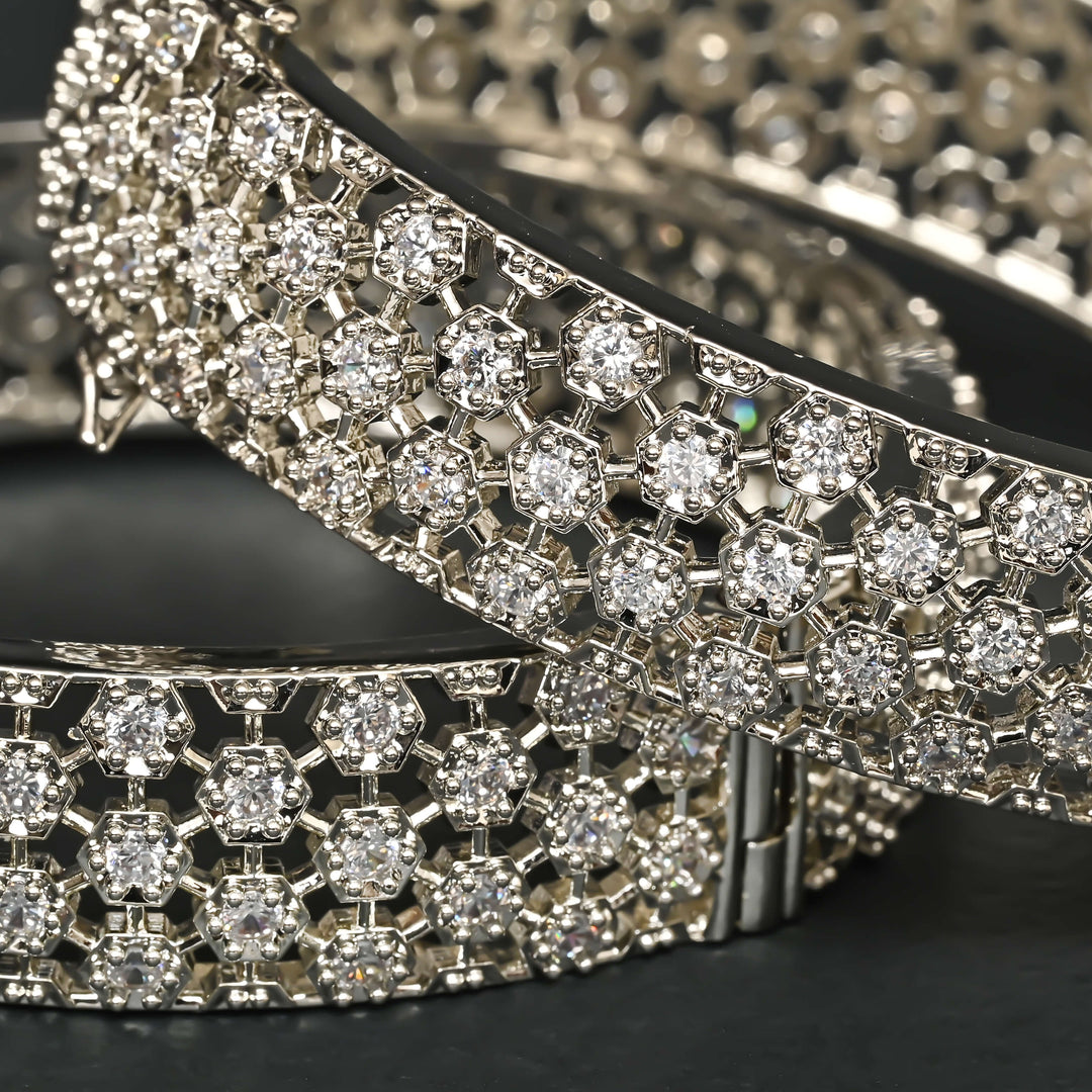 CZ White Gold Bangles