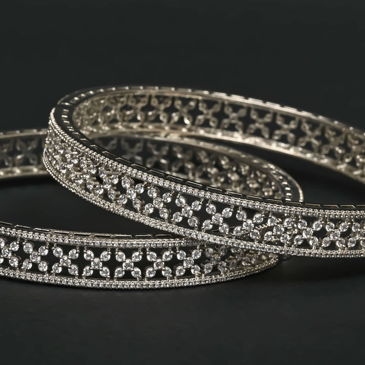 CZ White Gold Bangles