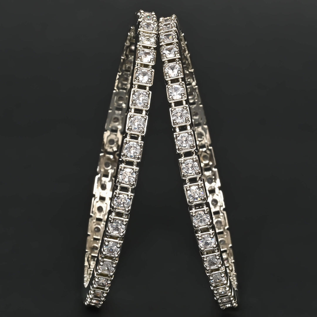 CZ White Gold Bangles