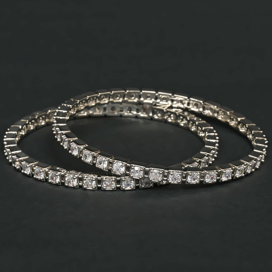 CZ White Gold Bangles