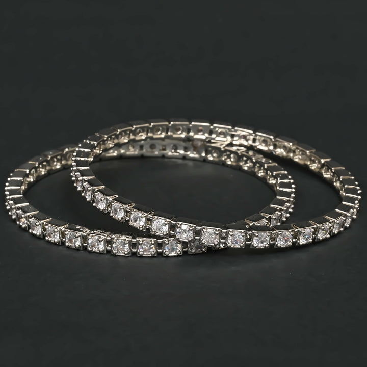 CZ White Gold Bangles