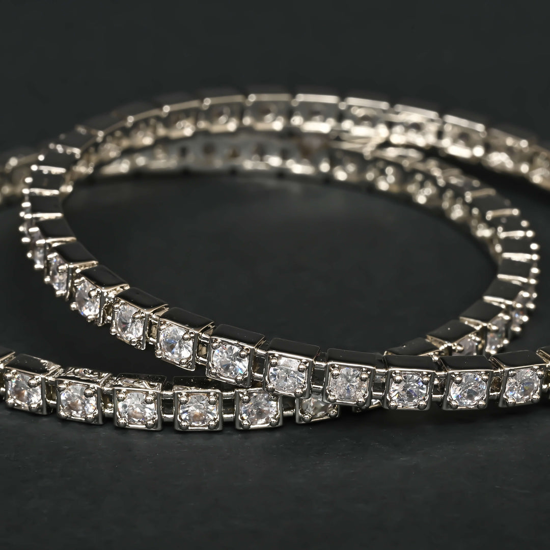CZ White Gold Bangles