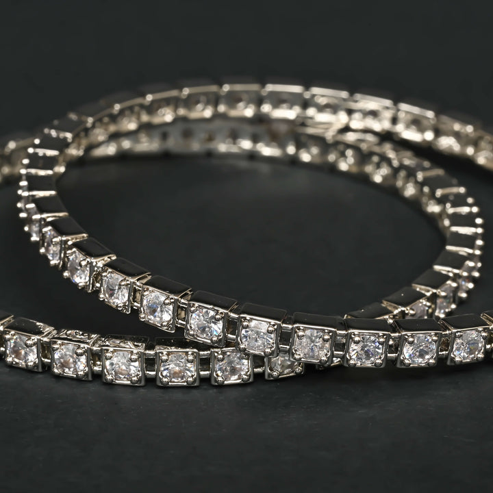 CZ White Gold Bangles