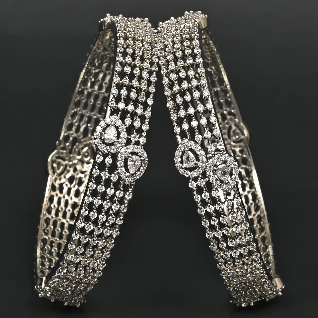 CZ White Gold Bangles