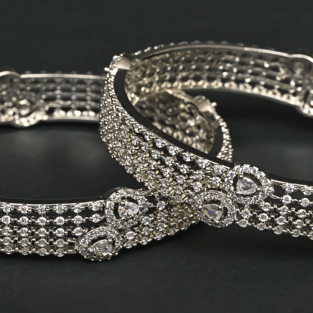 CZ White Gold Bangles