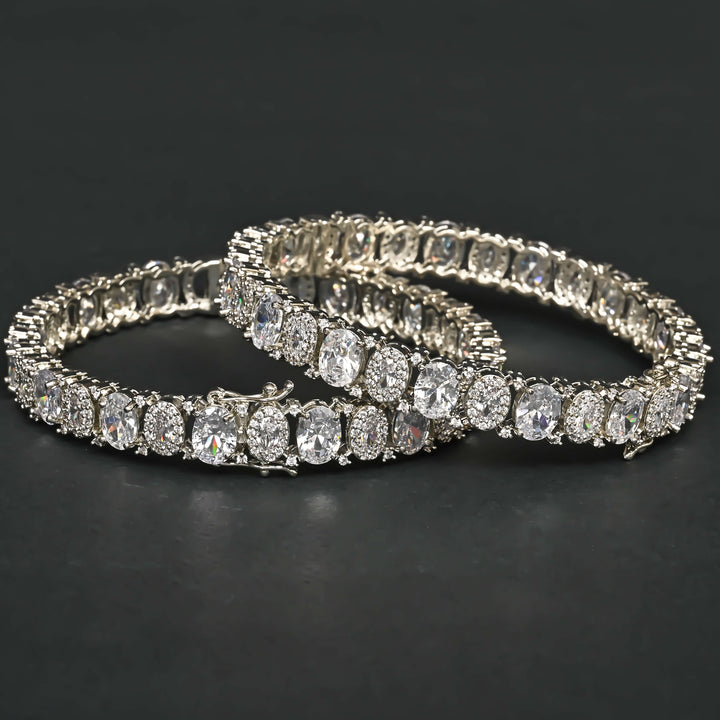 CZ White Gold Bangles