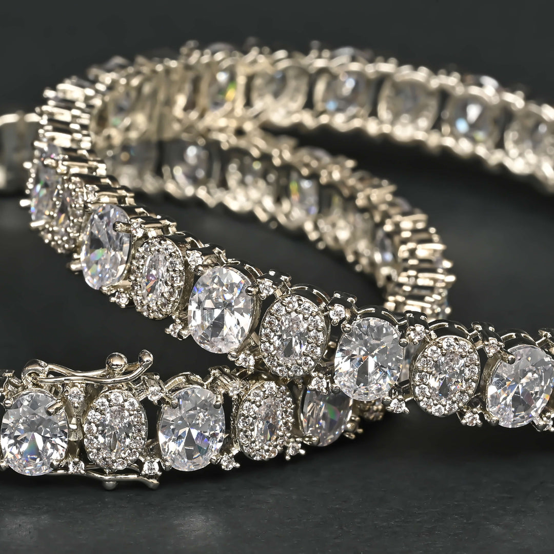 CZ White Gold Bangles