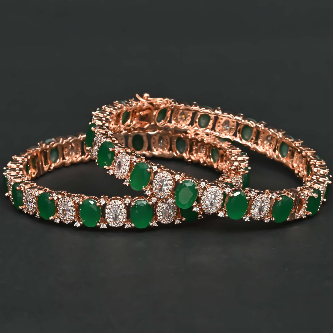 Emerald Rose Gold Bangles