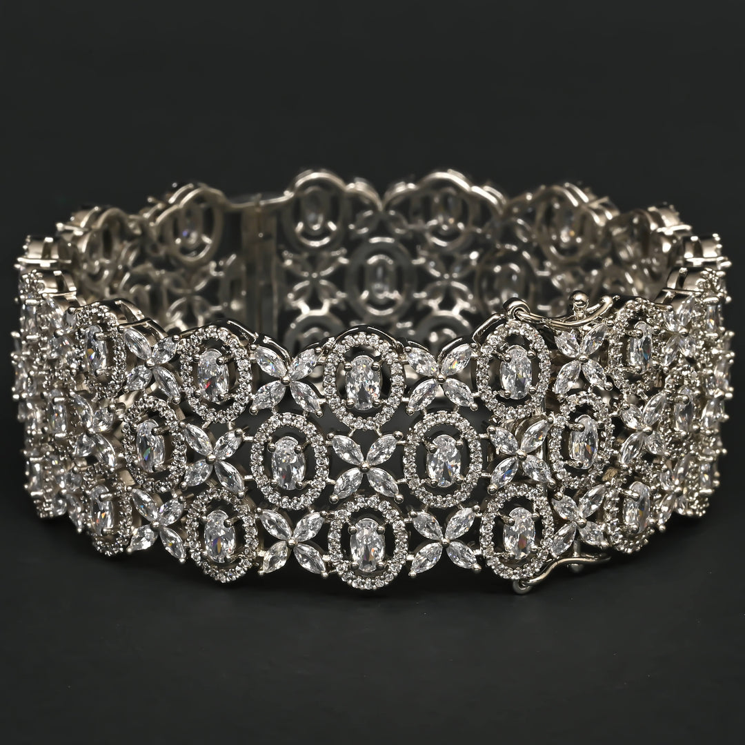 CZ White Gold Bangle