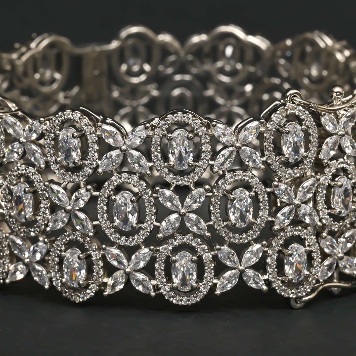 CZ White Gold Bangle