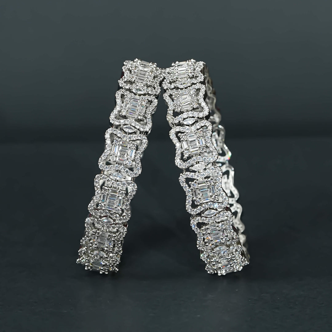 CZ White Gold Bangles