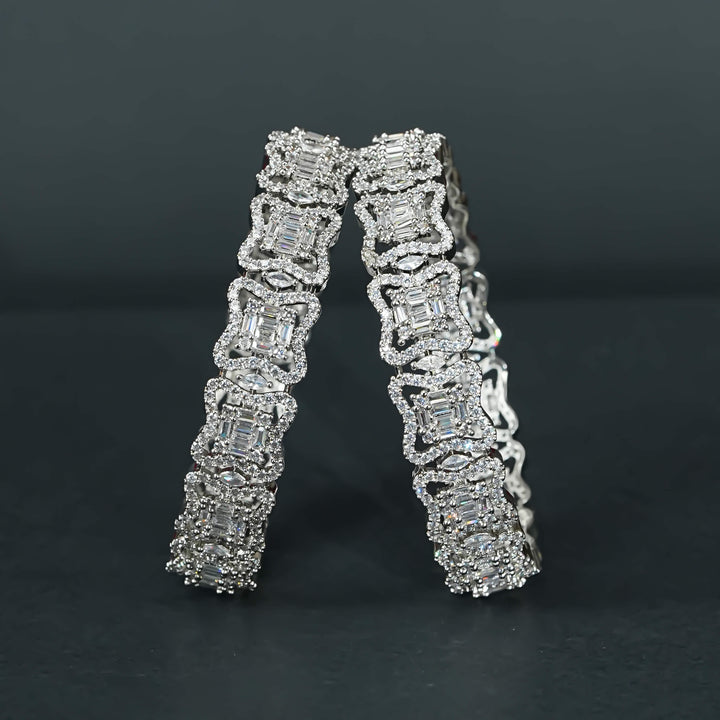 CZ White Gold Bangles