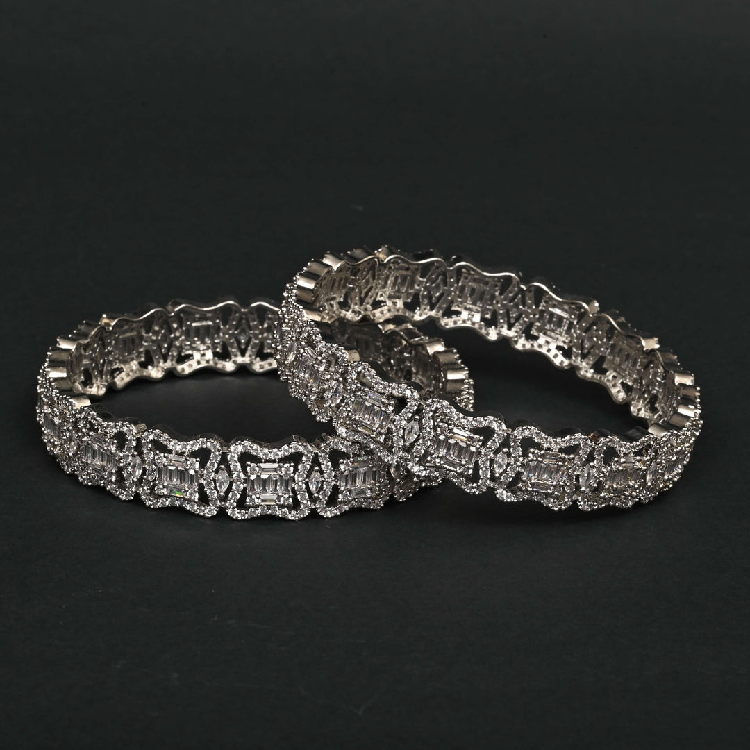 CZ White Gold Bangles