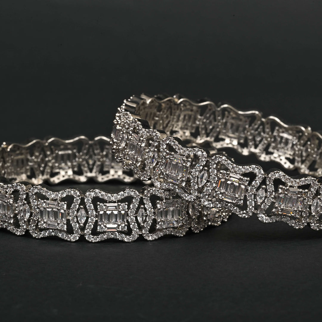 CZ White Gold Bangles