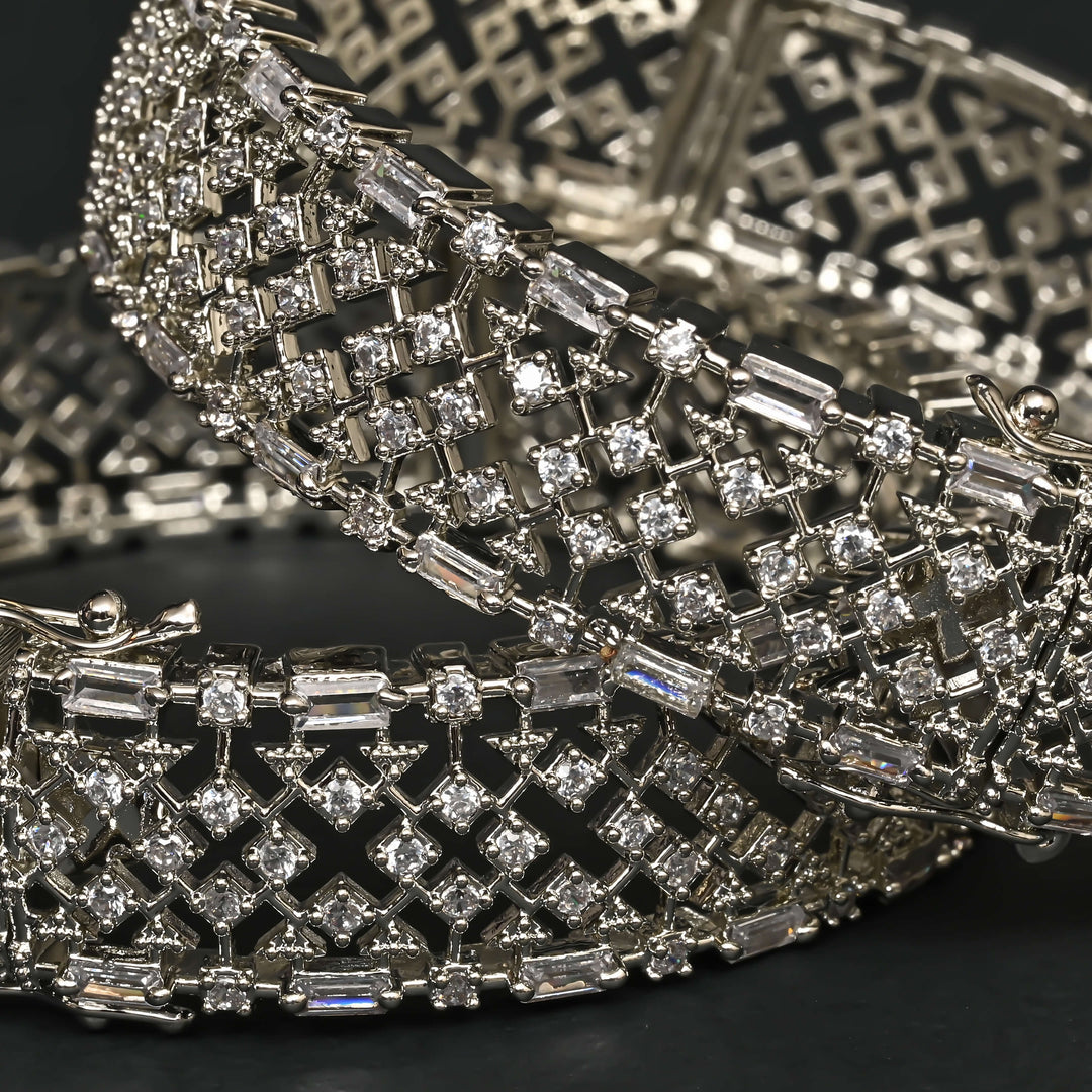 CZ White Gold Bangles