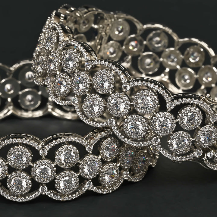 CZ White Gold Bangles