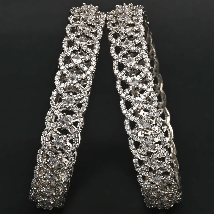 CZ White Gold Bangles