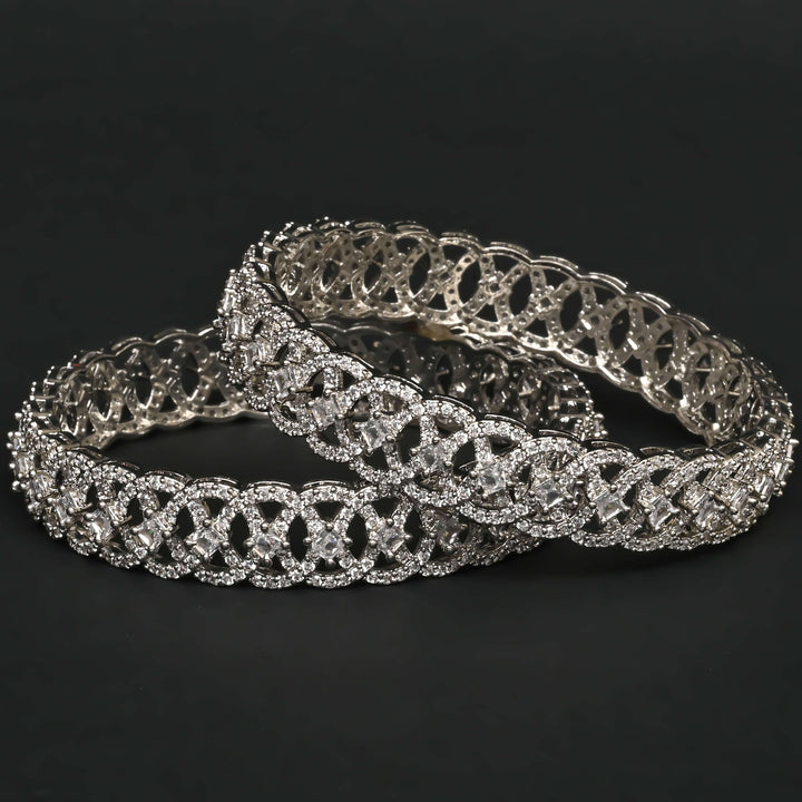 CZ White Gold Bangles
