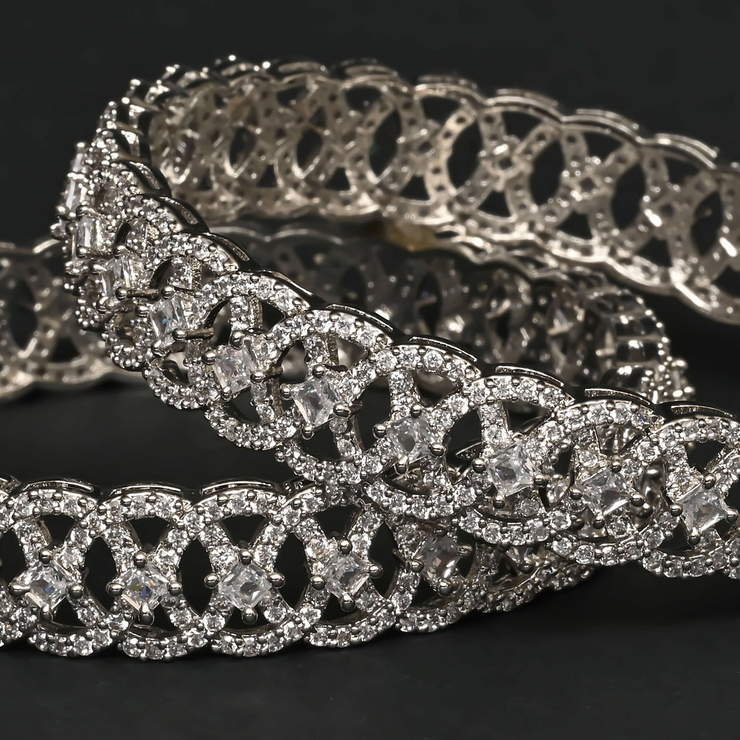 CZ White Gold Bangles