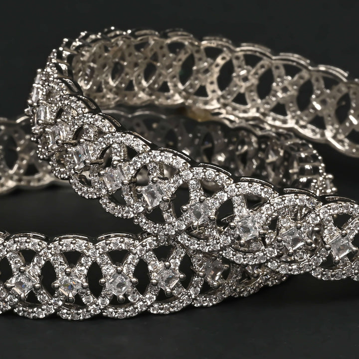 CZ White Gold Bangles